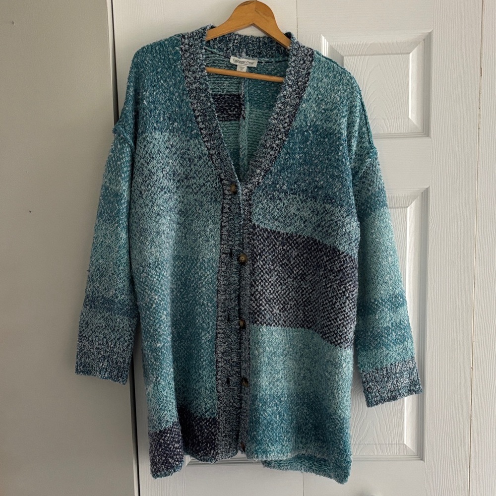 Coldwater Creek Teal and Charcoal Cardigan
